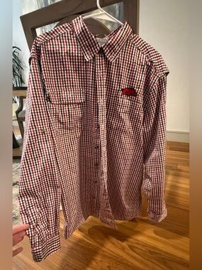 Drake Waterfowl Arkansas Razorback mens shirt Size L